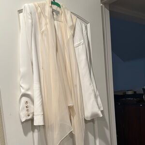 Elizabeth and James White Blazer with Cream Scarf